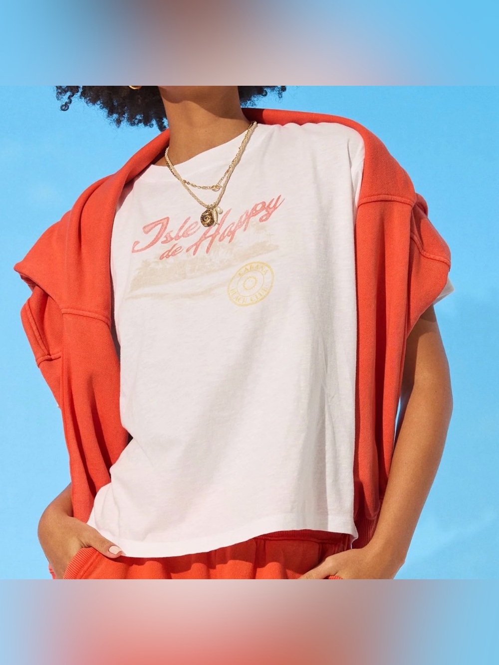Aerie Smiley Relaxed Tee Isle De Happy T-Shirt Small